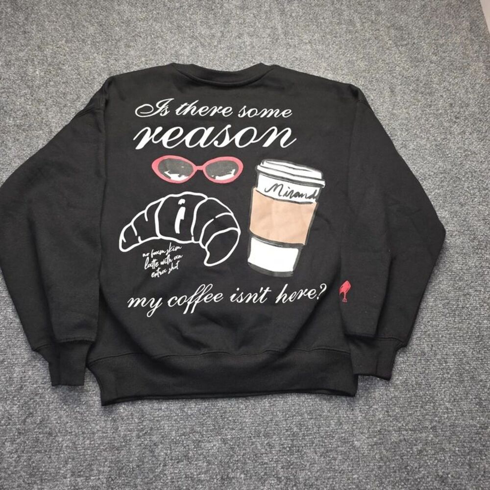 Coffee Quote Black Crewneck Sweatshirt XS